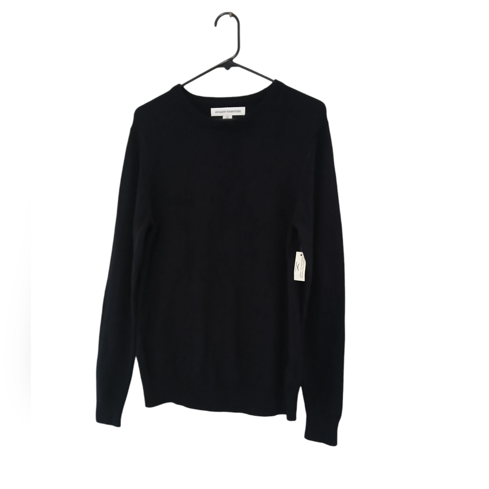 Amazon Essentials Cotton Nylon Wool Blend Mens Black Sweater size Small